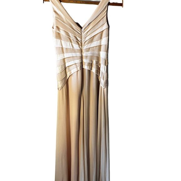 Tadashi Collection Silk Chiffon Gown Sz 4 Cream - Picture 2 of 6